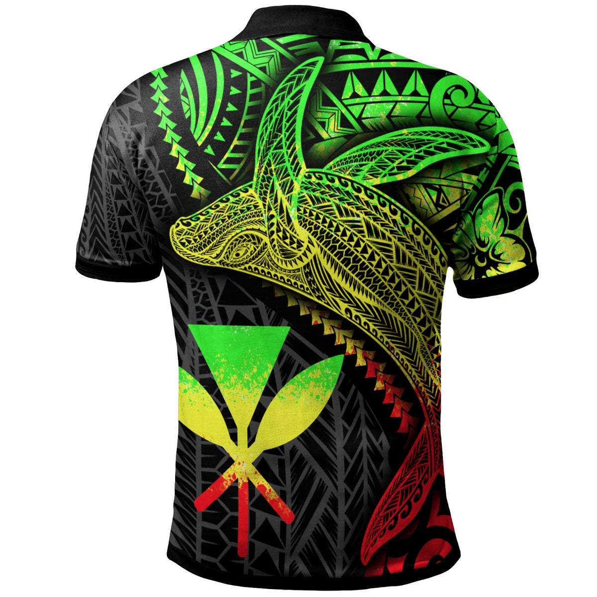 Hawaii Kanaka Maoli Polo Shirt Humpback Whale and Coat of Arms Reggae - Polynesian Pride