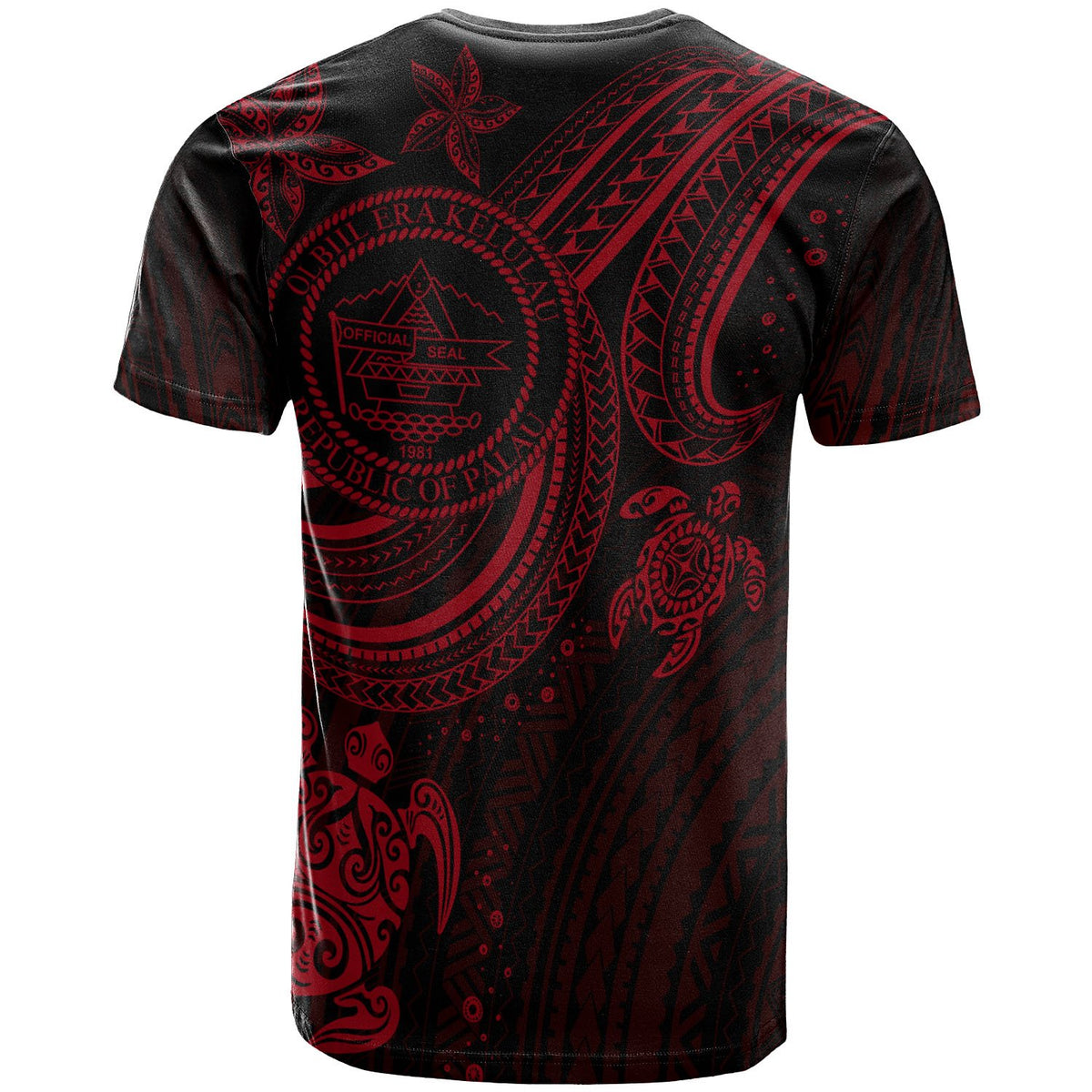 Palau Custom T shirt Red Turtle - Polynesian Pride