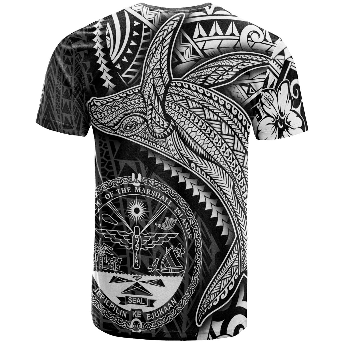 Marshall Islands T Shirt Humpback Whale & Coat of Arms White - Polynesian Pride