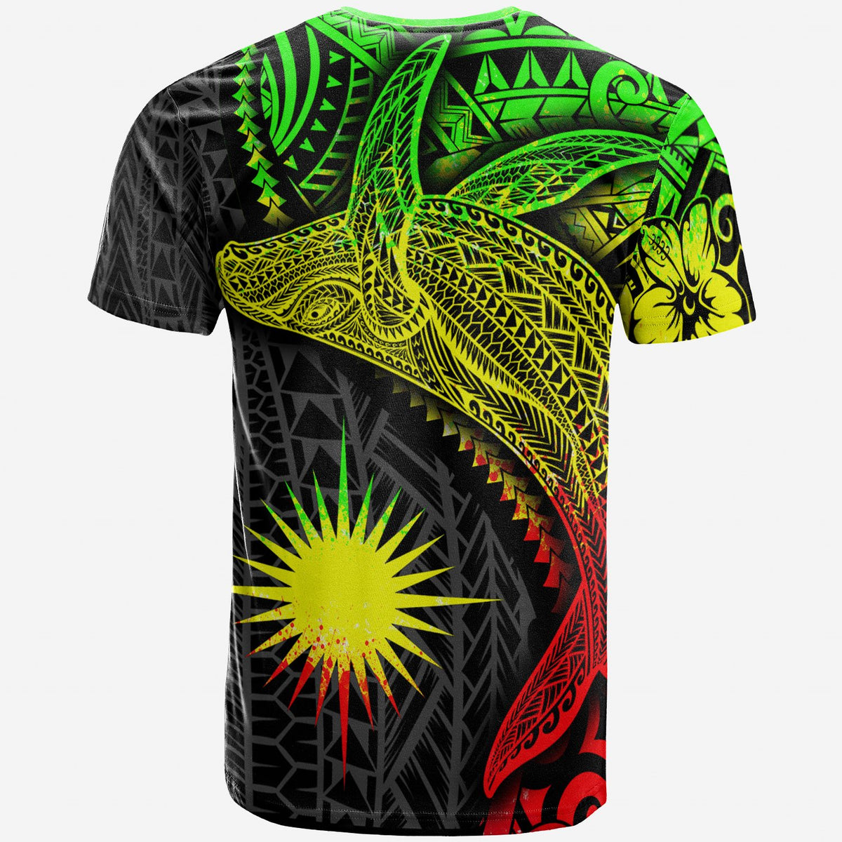 Marshall Islands T Shirt Humpback Whale & Coat of Arms Reggae - Polynesian Pride