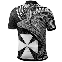 Wallis and Futuna Polo Shirt Humpback Whale and Coat of Arms White - Polynesian Pride