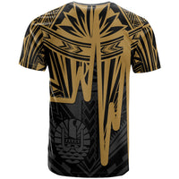 Tahiti T Shirt Tahiti Seal In Heartbeat Patterns Style (Gold) - Polynesian Pride