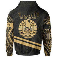 Tahiti Zip Hoodie In My Heart Style Gold Polynesian Patterns - Polynesian Pride