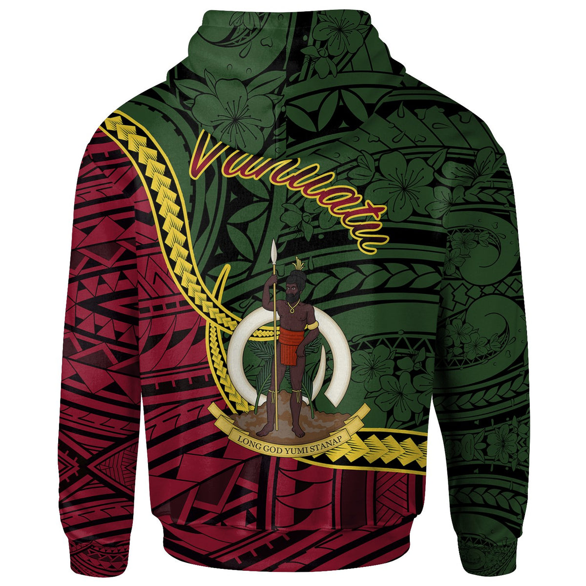 Vanuatu Zip Hoodie Ambae Seal of Vanuatu Polynesian Patterns - Polynesian Pride