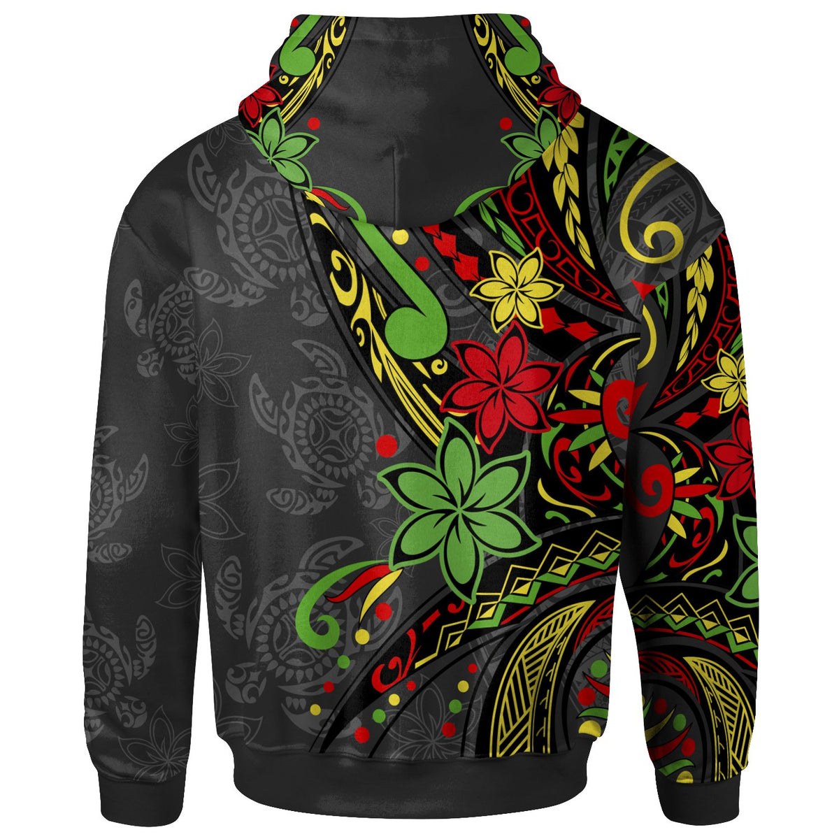 Palau Hoodie Tribal Flower With Special Turtles - Polynesian Pride