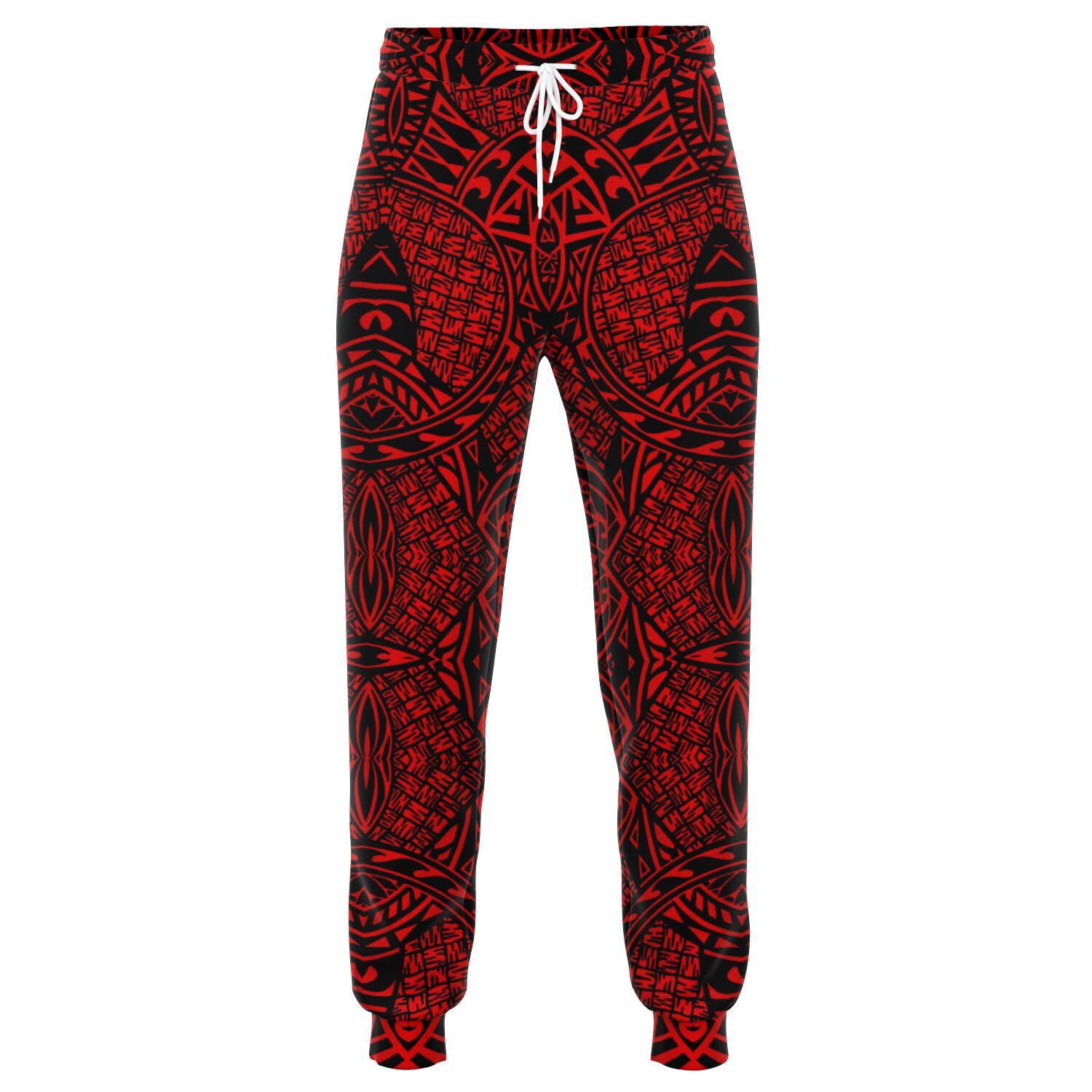 Polynesian Lauhala Mix Red Joggers Unisex Red - Polynesian Pride