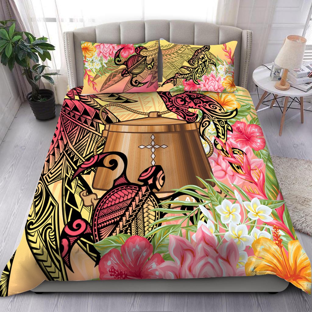 Tokelau Bedding Set - Flowers Tropical With Sea Animals Pink - Polynesian Pride