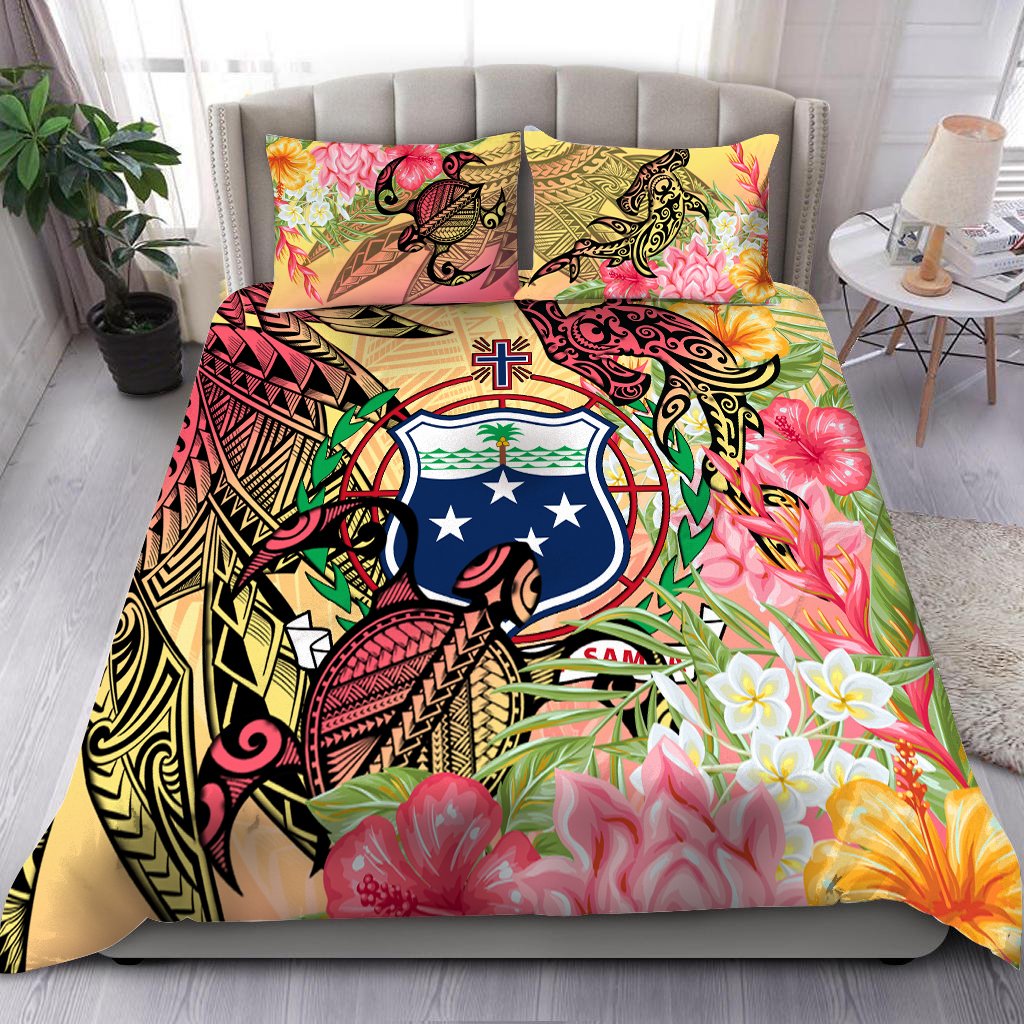 Samoa Bedding Set - Flowers Tropical With Sea Animals Pink - Polynesian Pride