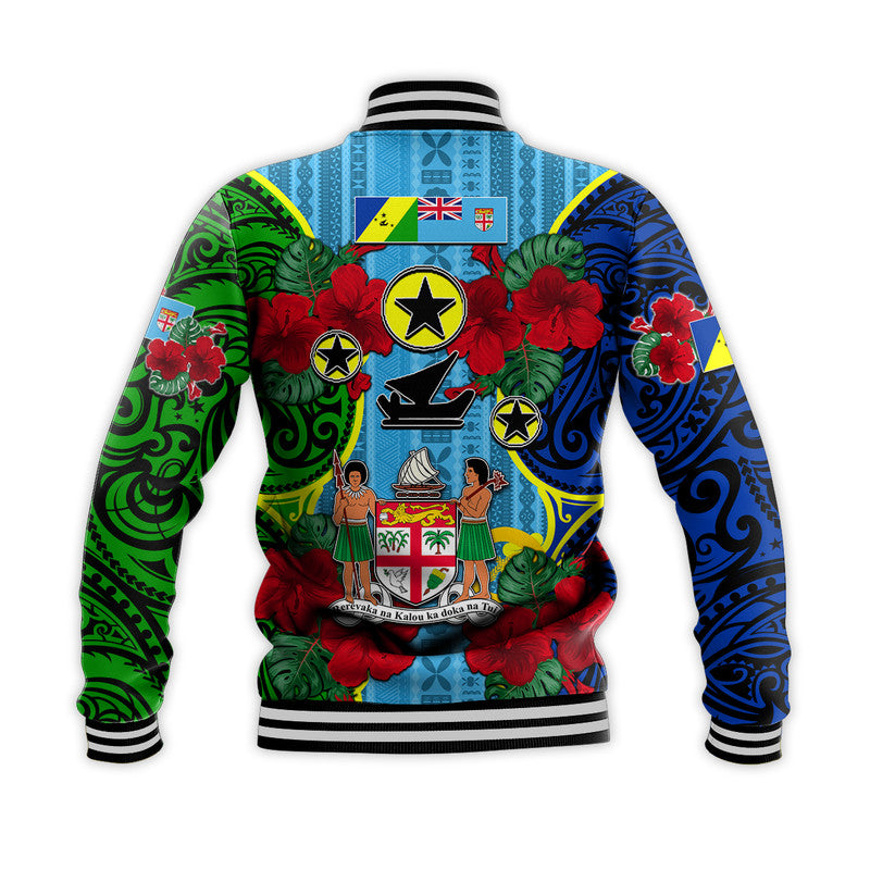 Malampa Fiji Day Hibiscus Baseball Jacket Style LT6 - Polynesian Pride