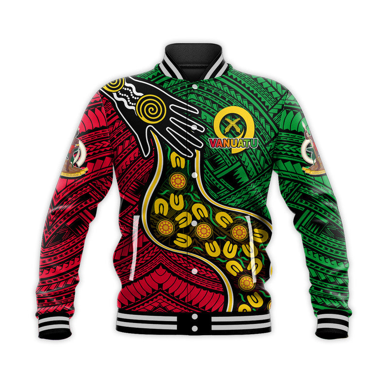 (Custom Personalised) Vanuatu Mix Aboriginal Baseball Jacket LT6 Unisex Red - Polynesian Pride