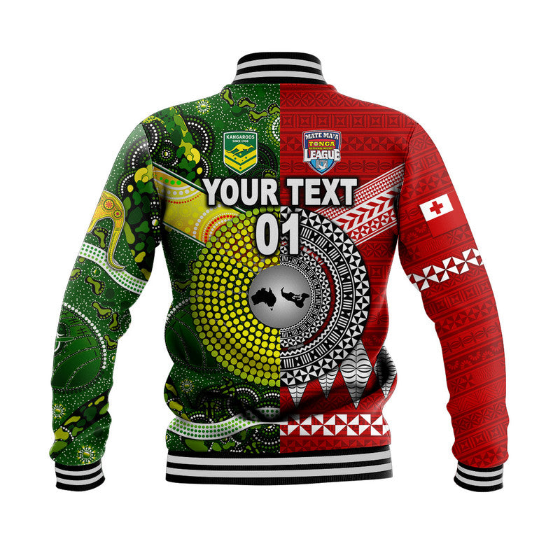 (Custom Personalised) Mate Ma'a Tonga Ngatu And Australia Kangaroos Aboriginal Baseball Jacket Rugby Together LT8 - Polynesian Pride