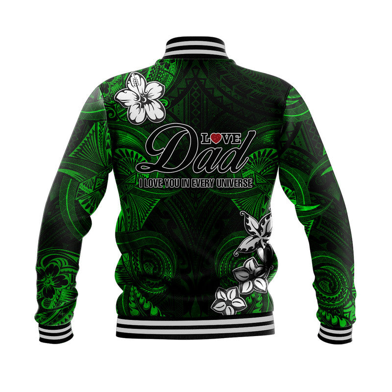 (Custom Personalised) Polynesian Fathers Day Baseball Jacket I Love You In Every Universe - Green LT8 - Polynesian Pride
