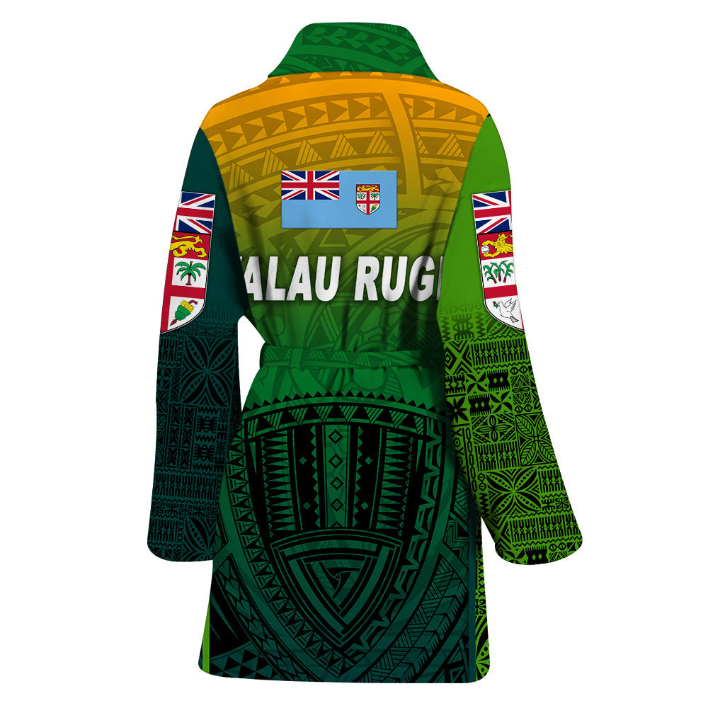 Fiji Ovalau Rugby Bathrobe Light Green Style LT8 - Polynesian Pride