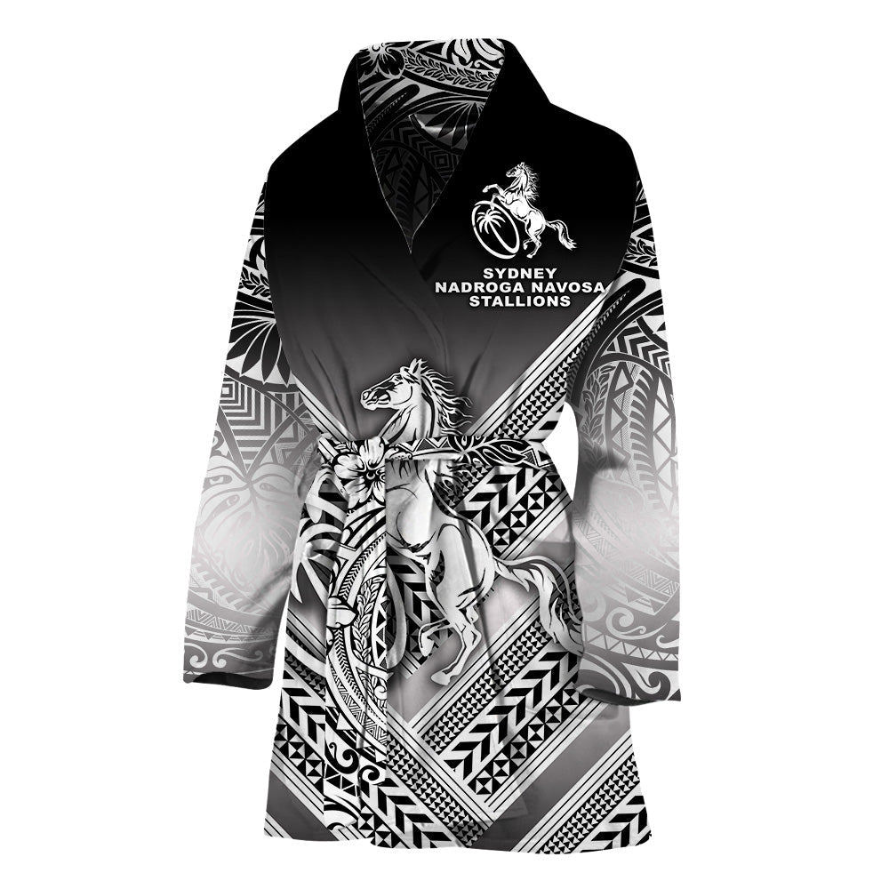 Fiji Rugby Bathrobe Sydney Nadroga Navosa Stallions Creative Style - Gradient Black LT8 One Size Black - Polynesian Pride