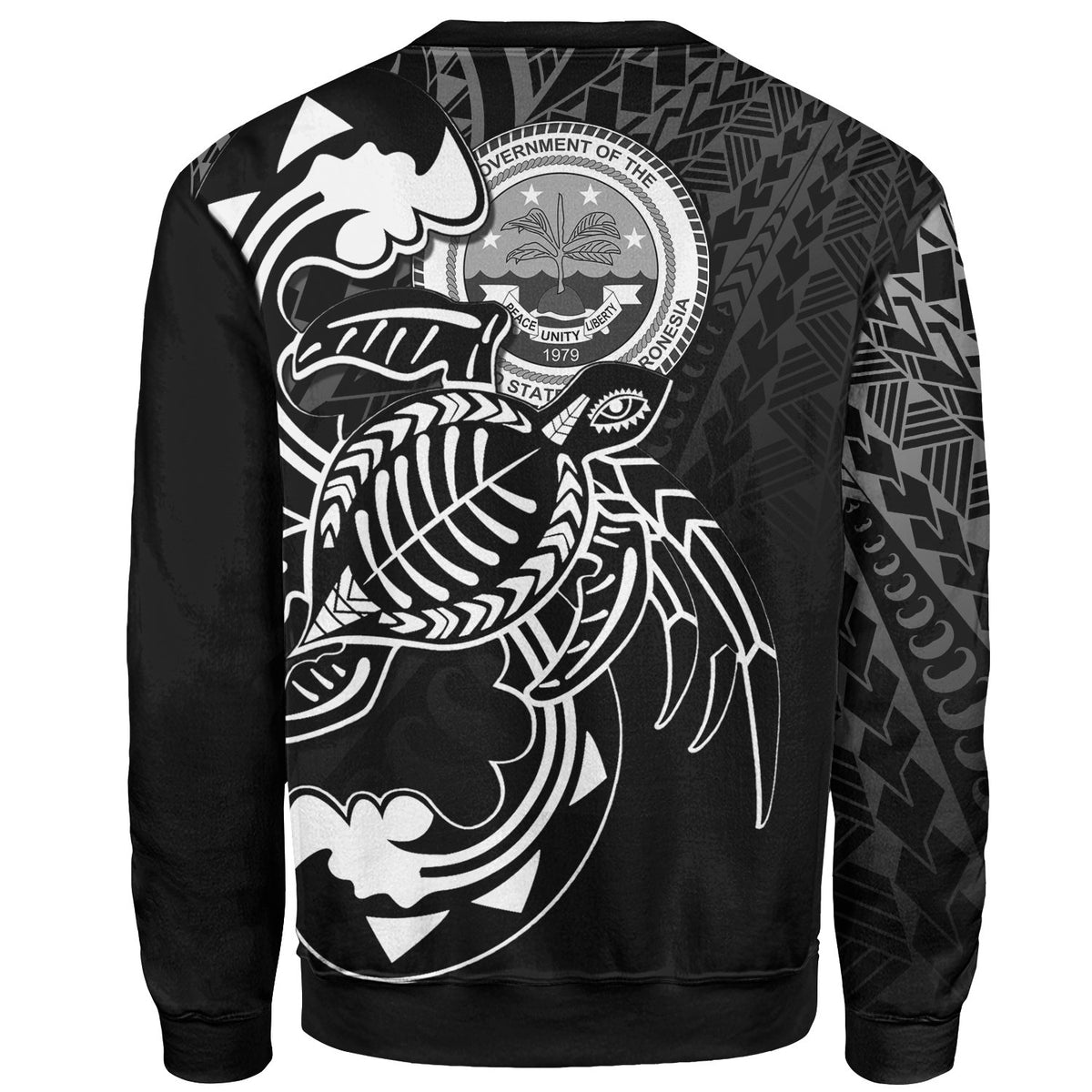 Federated States of Micronesia Sweatshirt - Turtle With Polynesian Waves - Polynesian Pride