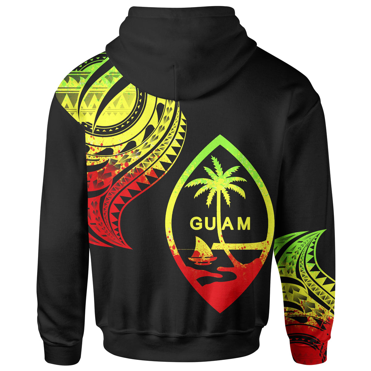 Guam Custom Zip Hoodie Guam Tatau Reggae Patterns - Polynesian Pride