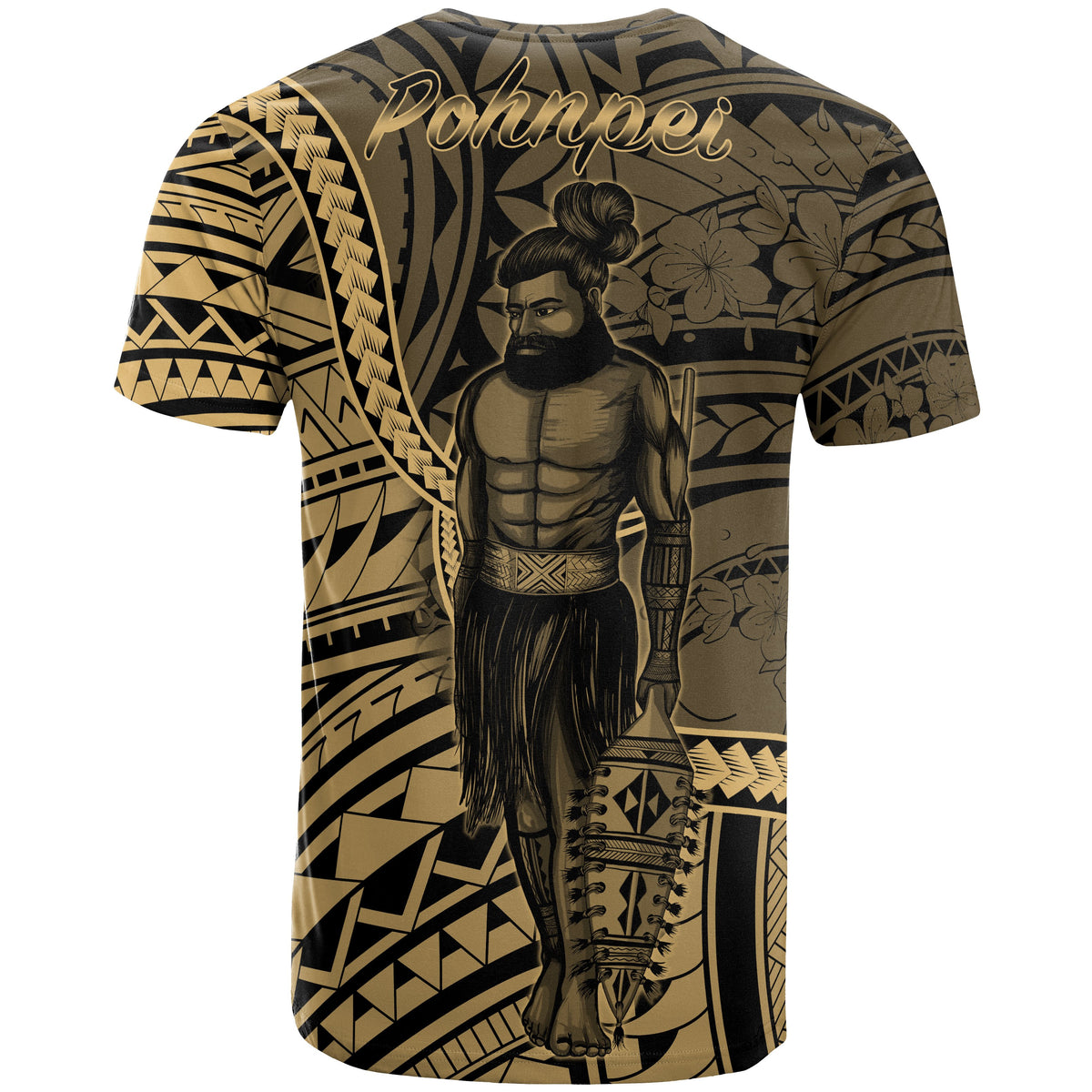 Pohnpei State T Shirt Seal Of Pohnpei State Polynesian Gold Patterns - Polynesian Pride