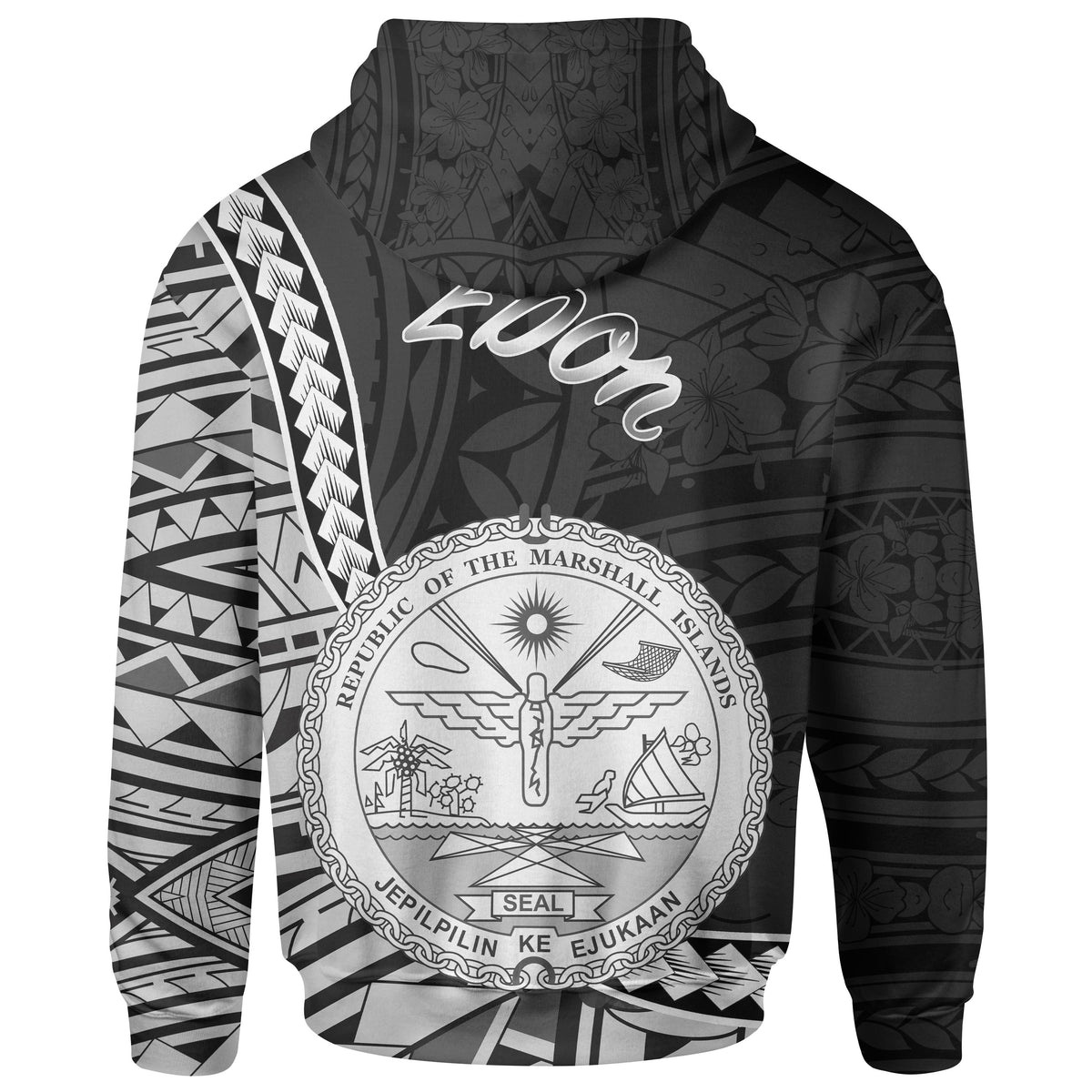 Marshall Islands Zip Hoodie Ebon Seal of Marshall Islands Polynesian Patterns - Polynesian Pride