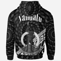 Vanuatu Zip Hoodie White Polynesian Patterns With Bamboo - Polynesian Pride