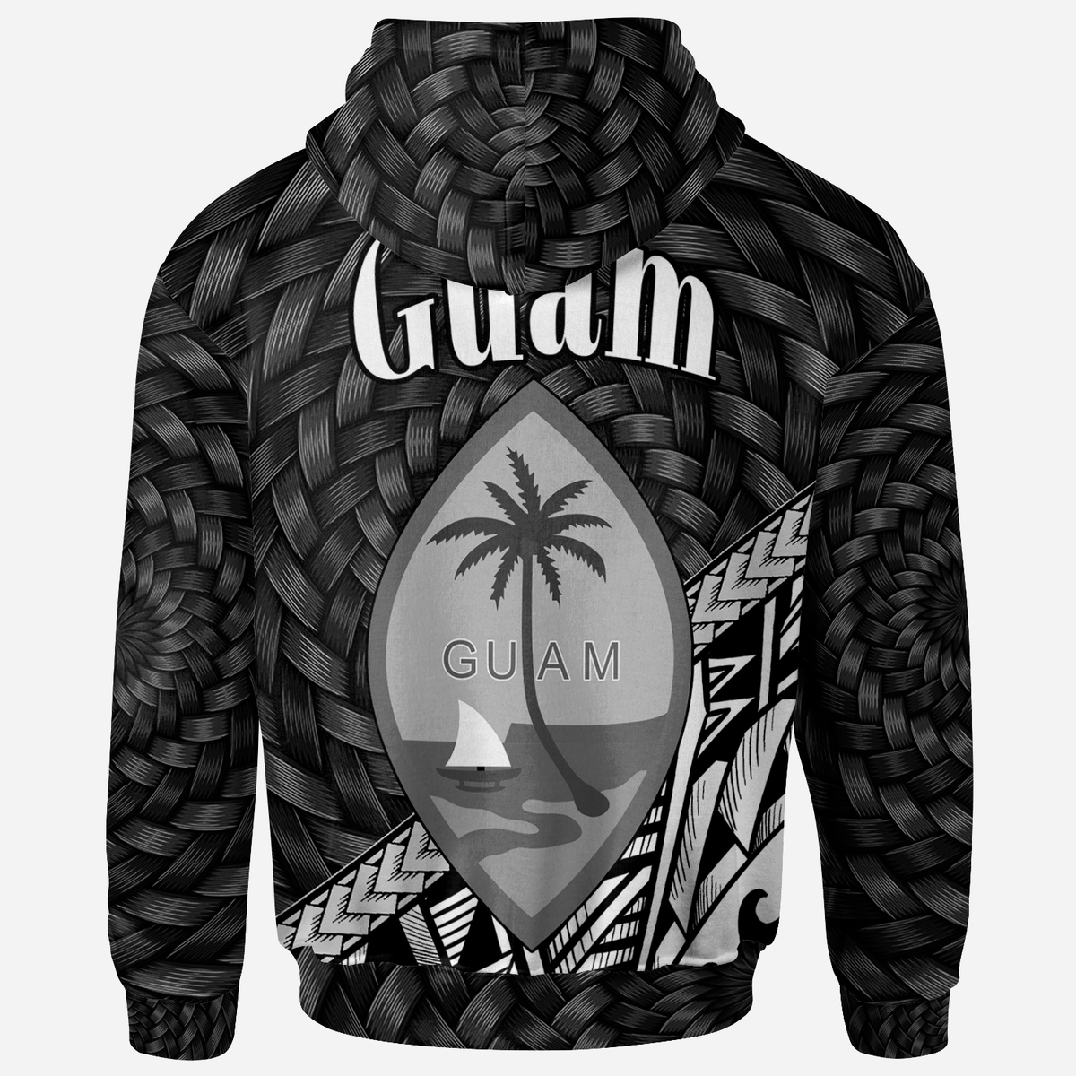 Guam Hoodie Black Tapa Patterns With Bamboo - Polynesian Pride