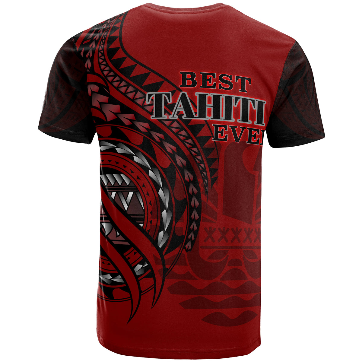 Tahiti T Shirt Red Color Polynesian Patterns Best Tahiti Ever - Polynesian Pride