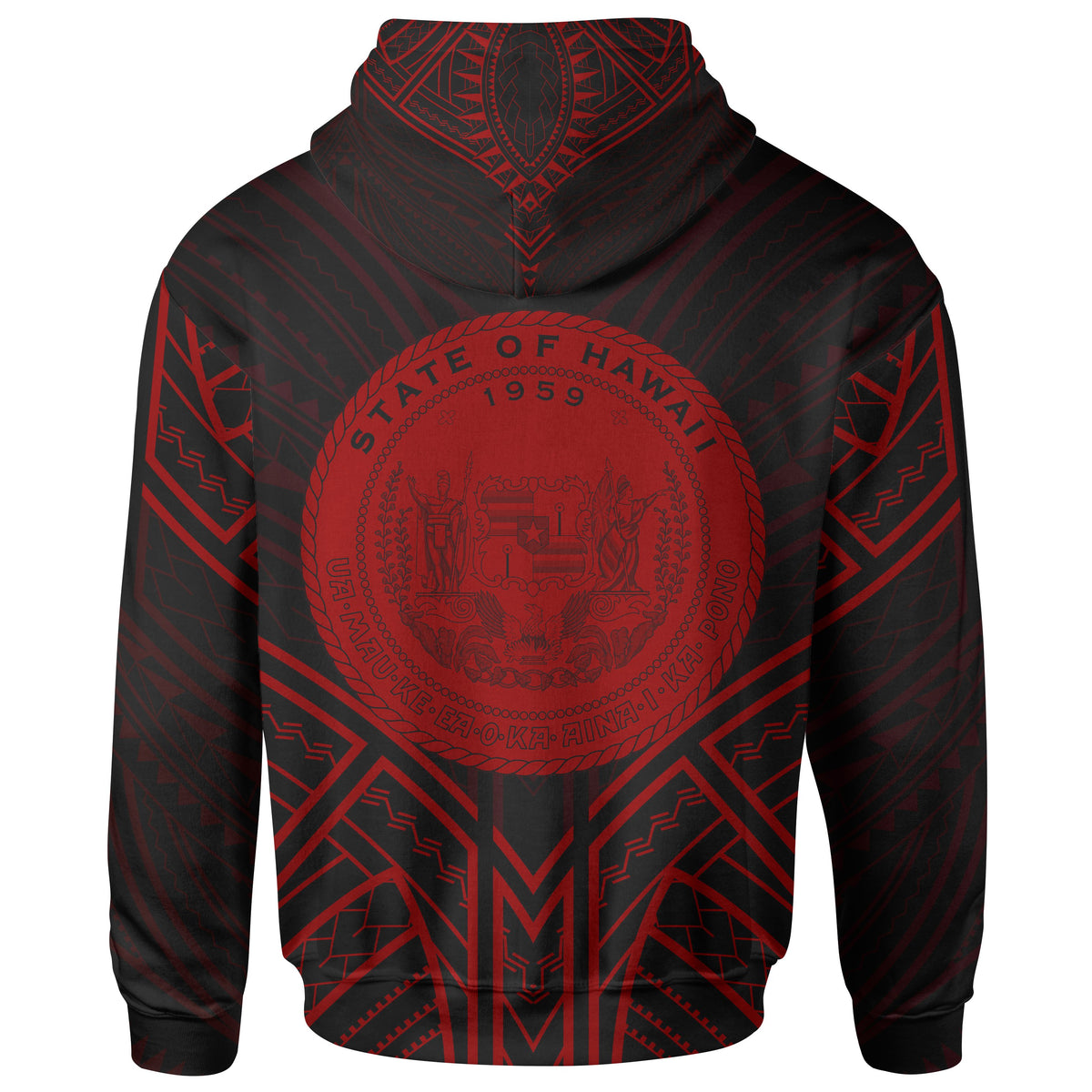 Hawaii Zip Hoodie Hawaii Seal Red Tribal Patterns - Polynesian Pride