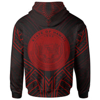 Hawaii Zip Hoodie Hawaii Seal Red Tribal Patterns - Polynesian Pride