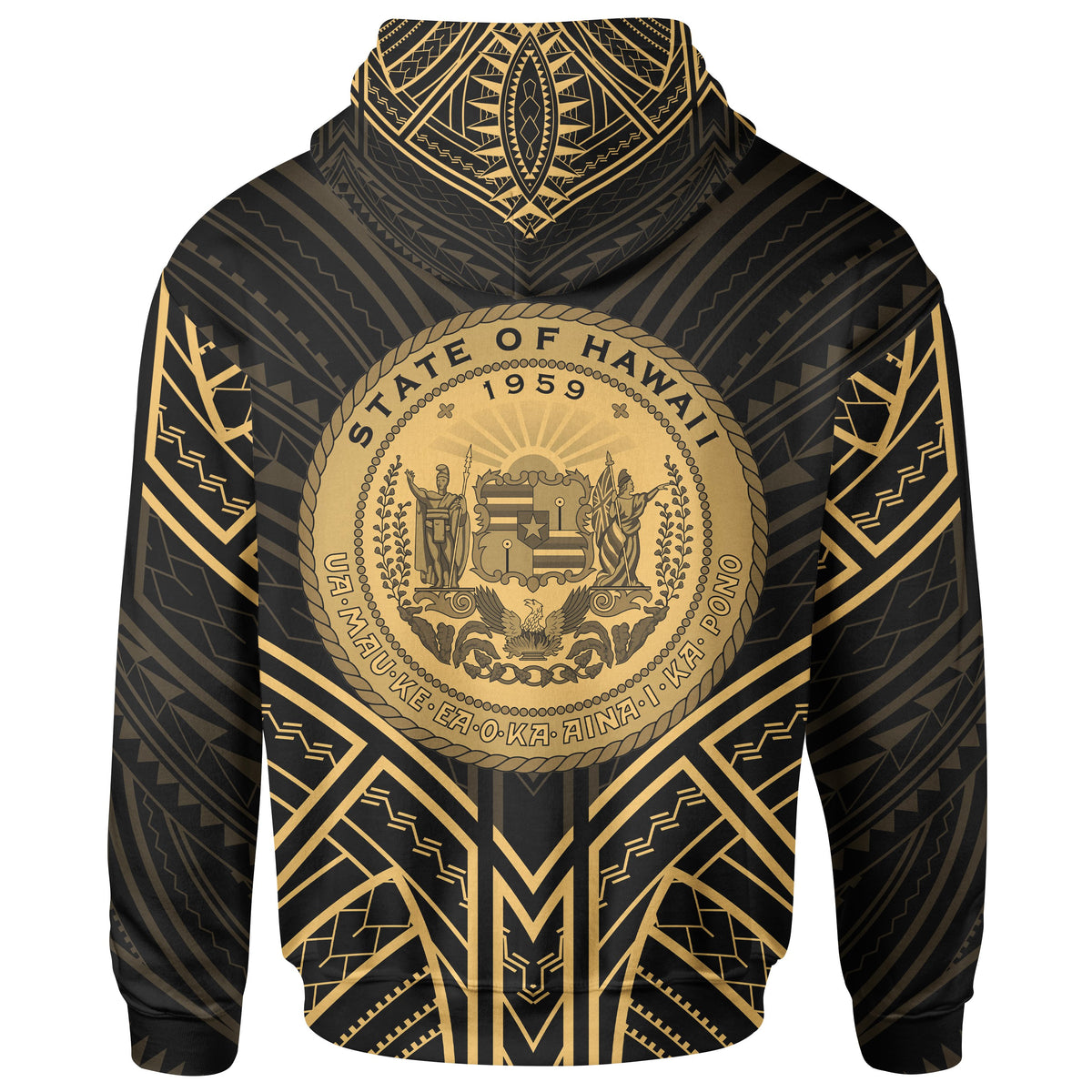 Hawaii Zip Hoodie Hawaii Seal Gold Tribal Patterns - Polynesian Pride