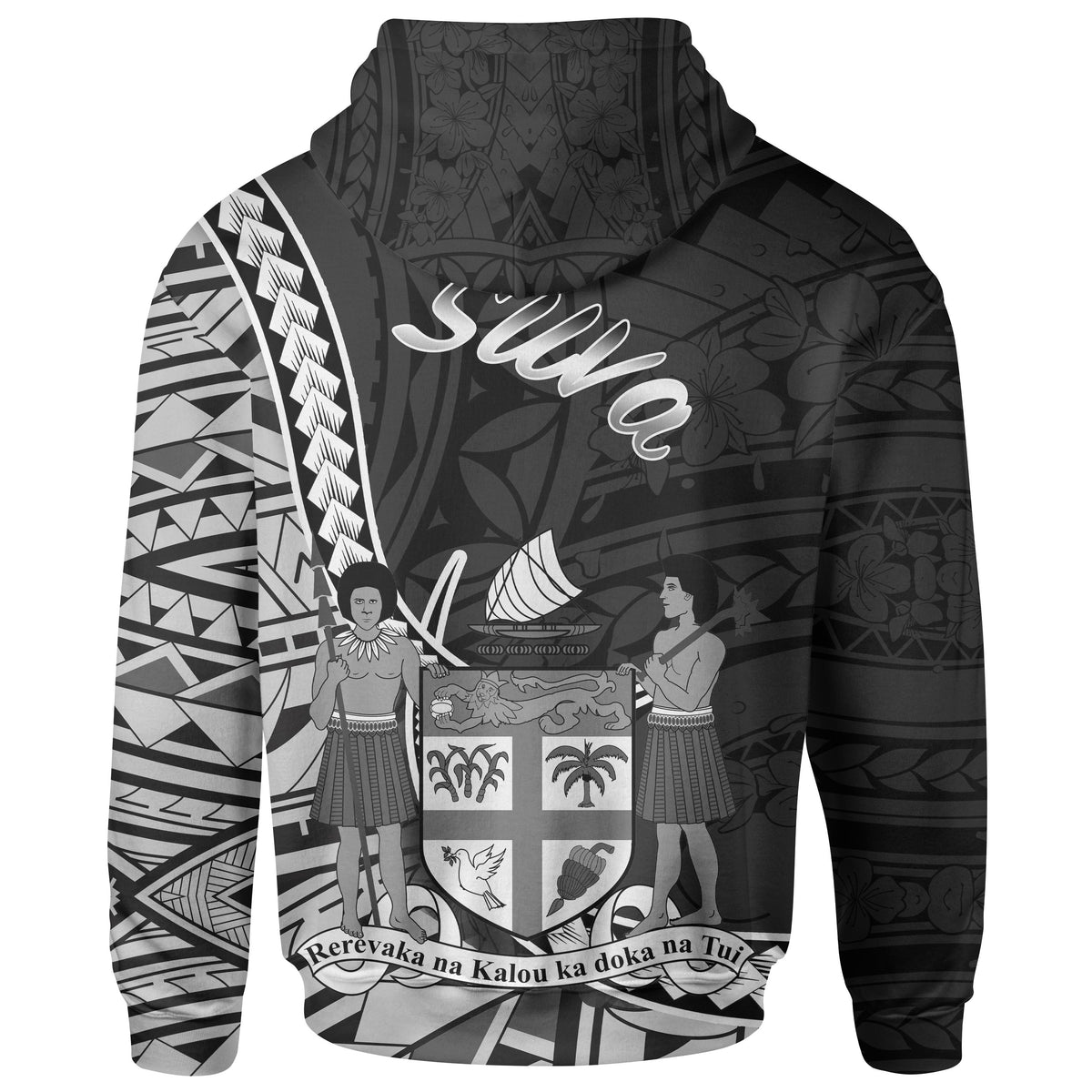 Fiji Zip Hoodie Suva Seal of Fiji Polynesian Patterns - Polynesian Pride