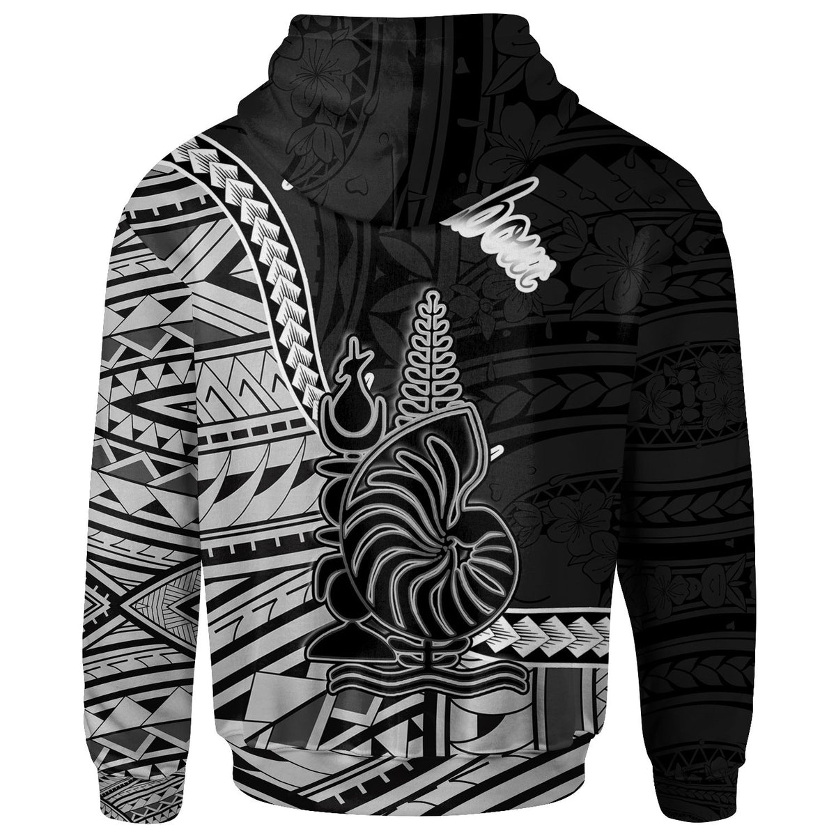 New Caledonia Islands Zip Hoodie Pouembout Seal of New Caledonia Polynesian Patterns - Polynesian Pride