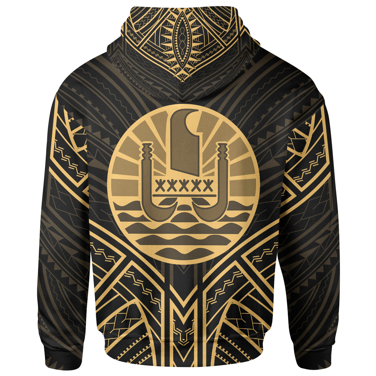 French Polynesia Hoodie French Polynesia Seal Gold Tribal Patterns - Polynesian Pride