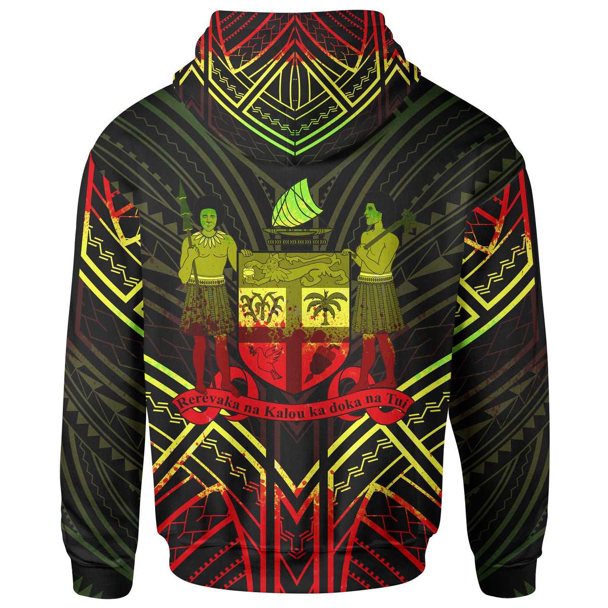 Fiji Zip Hoodie Fiji Seal Reggae Tribal Patterns - Polynesian Pride