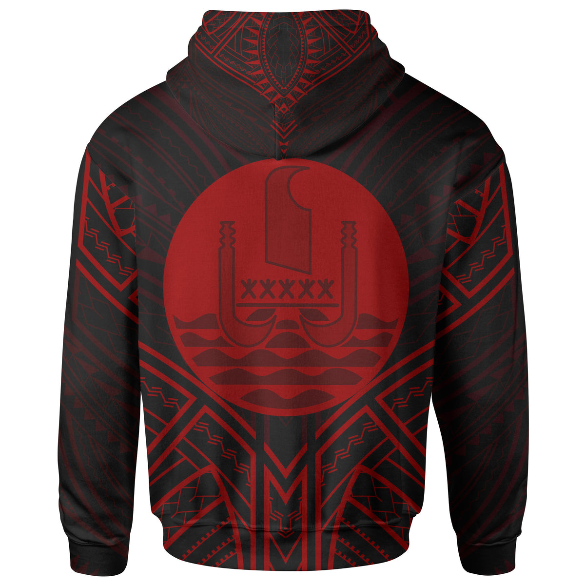 French Polynesia Zip Hoodie French Polynesia Seal Red Tribal Patterns - Polynesian Pride