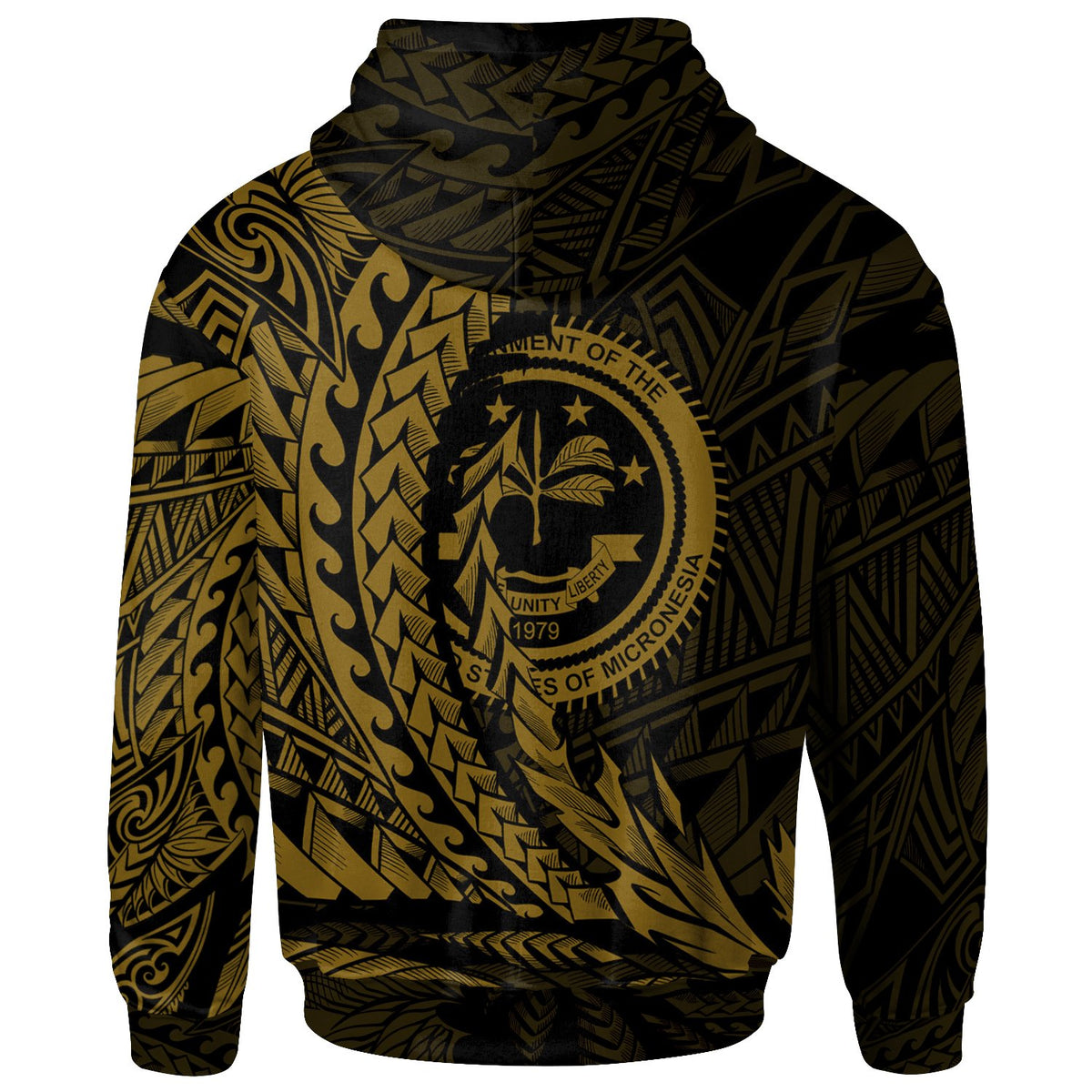 Federated States of Micronesia Zip Hoodie Gold Custom Wings Style - Polynesian Pride
