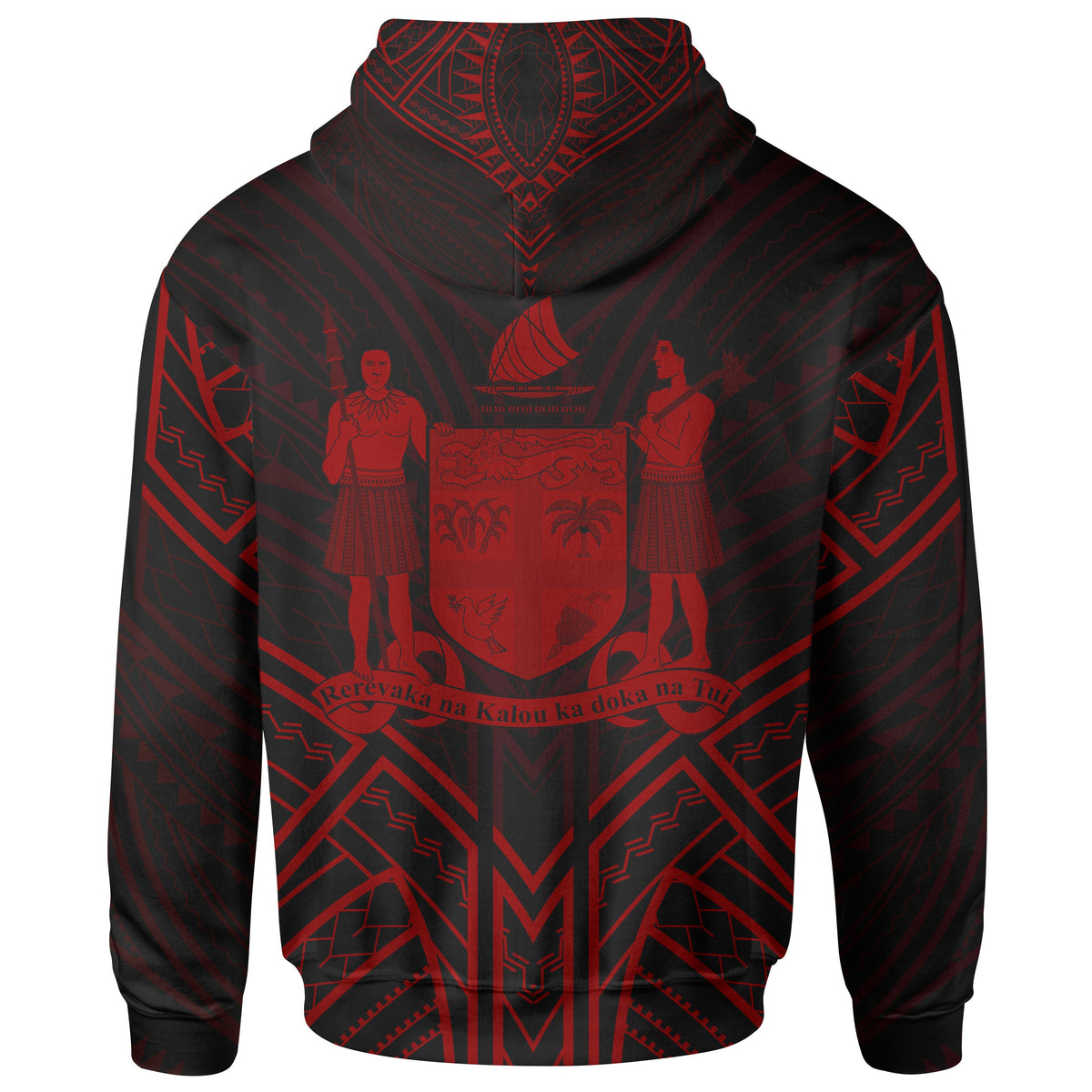Fiji Zip Hoodie Fiji Seal Red Tribal Patterns - Polynesian Pride