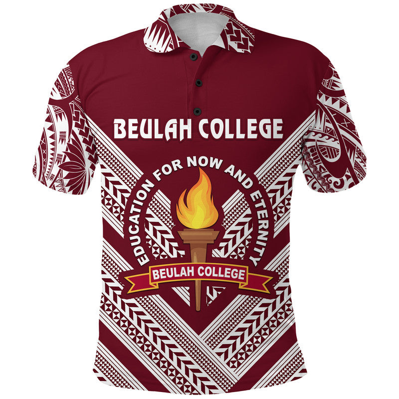 (Touola 80 89) Tonga Beulah College Polo Shirt Creative Style LT8 Burgundy - Polynesian Pride