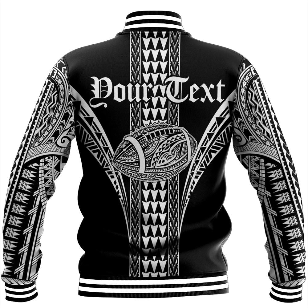 (Personalised) Hawaii Baseball Jacket - Black White Football Baseball Jacket - AH - Polynesian Pride