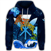 Kanaka Hammerhead Sharks Polynesian Hibiscus Hoodie Bloom - Polynesian Pride
