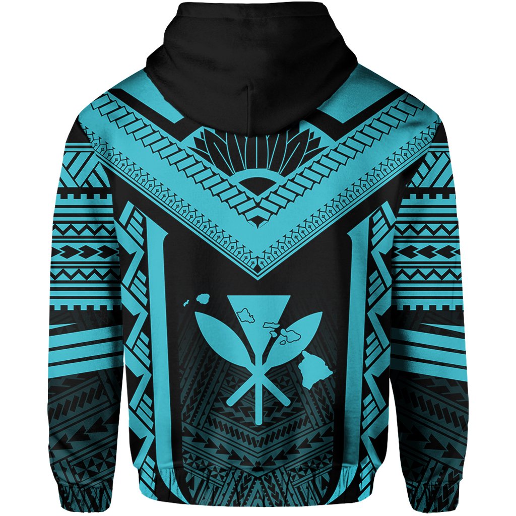 Hawaiian Kanaka Polynesian Hoodie Active Blue - Polynesian Pride
