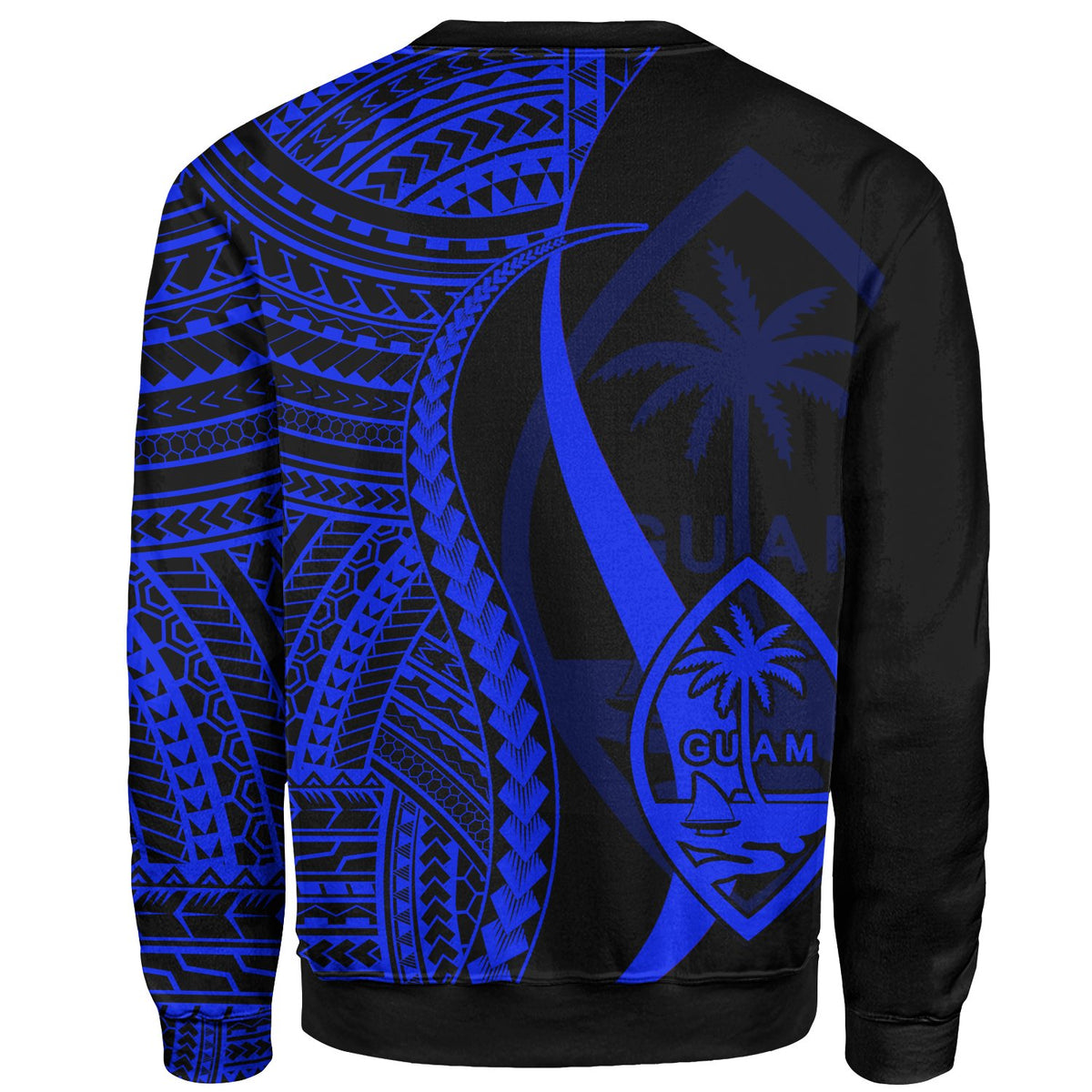 Guam Custom Personalised Sweatshirt - Blue Polynesian Tentacle Tribal Pattern - Polynesian Pride