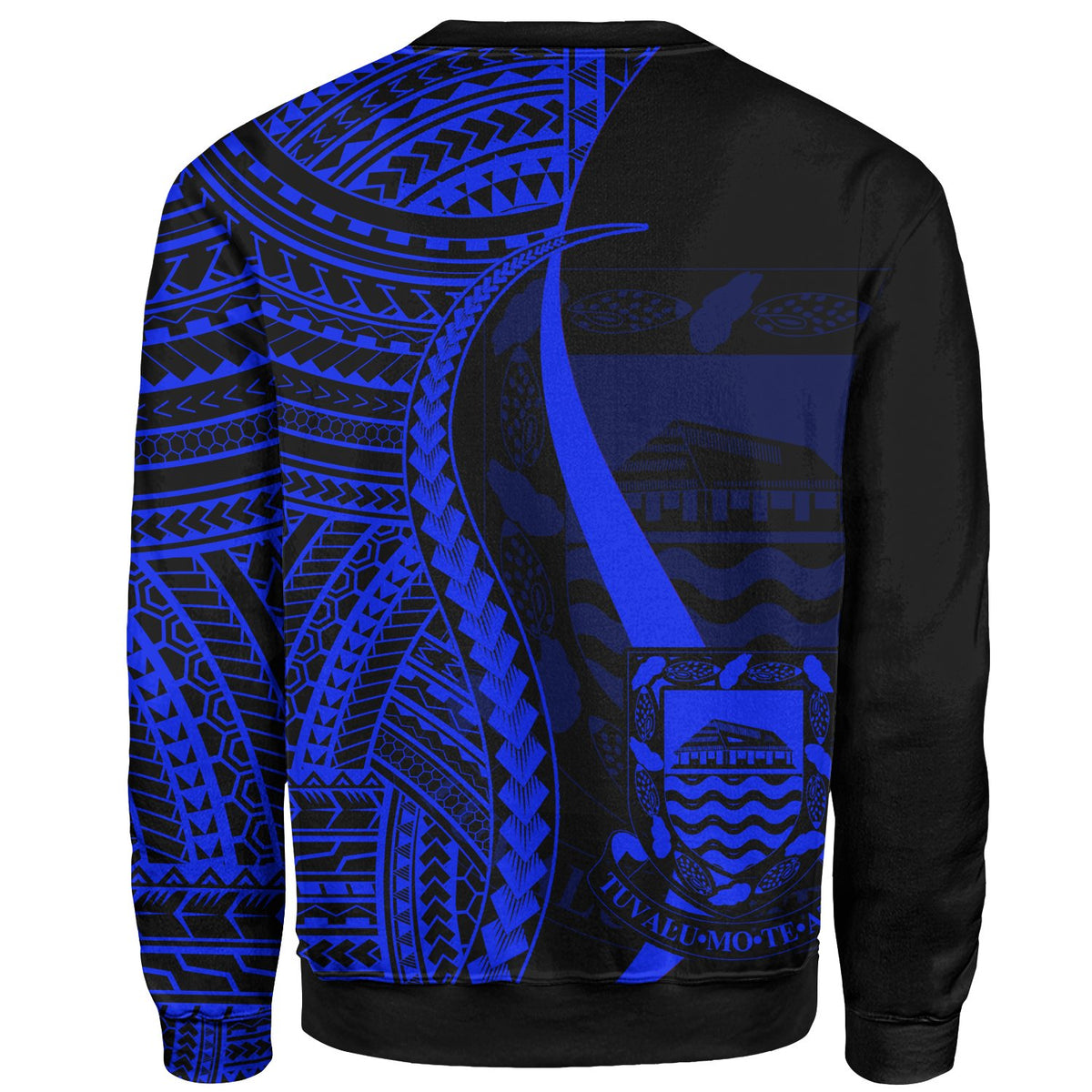 Tuvalu Sweatshirt - Blue Polynesian Tentacle Tribal Pattern - Polynesian Pride