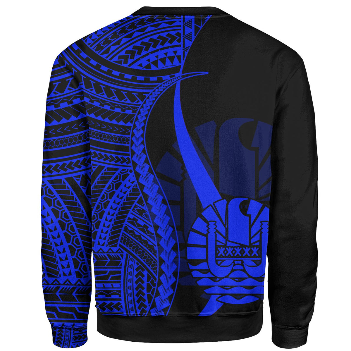 Tahiti Sweatshirt - Blue Polynesian Tentacle Tribal Pattern - Polynesian Pride