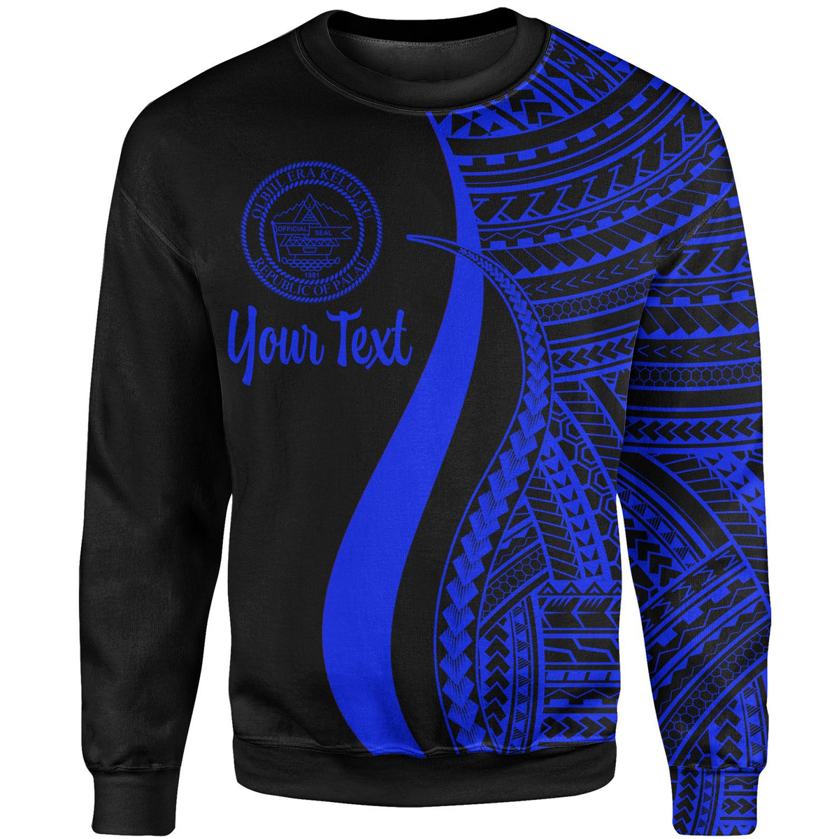 Palau Custom Personalised Sweatshirt - Blue Polynesian Tentacle Tribal Pattern Crest Unisex Blue - Polynesian Pride