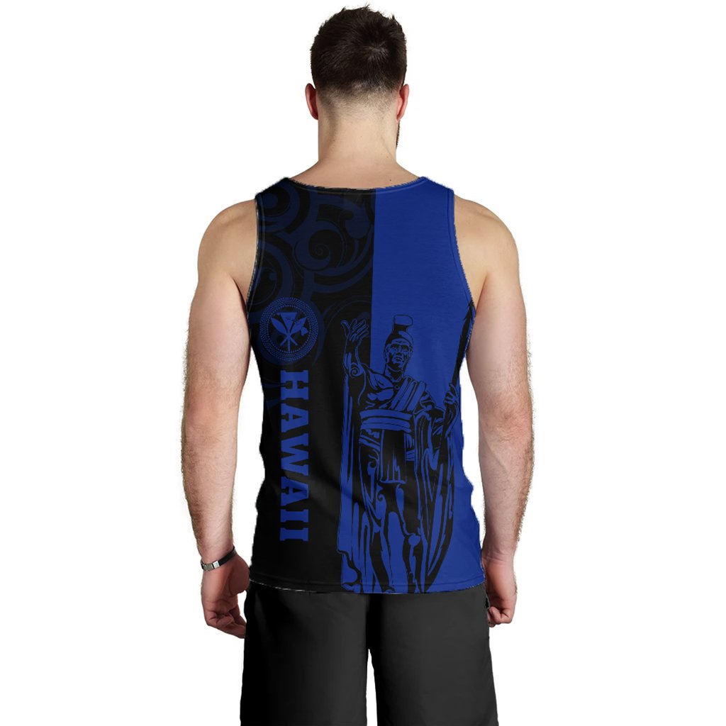 Hawaii King Polynesian Men's Tank Top - Lawla Style Blue - AH - Polynesian Pride