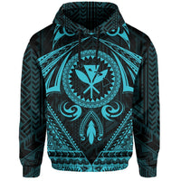 Polynesian Kakau Kanaka Turtle Map Hawaii Hoodie Circle Style Blue - Polynesian Pride