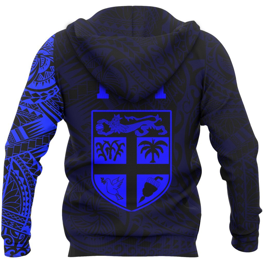 Fiji Hoodie Fiji Seal Polynesian Tattoo Style Blue - Polynesian Pride
