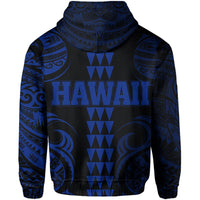 Kanaka Map Polynesian Kakau Hoodie (Zip up) Blue - Polynesian Pride