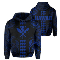 Kanaka Map Polynesian Kakau Hoodie Blue Unisex Blue - Polynesian Pride