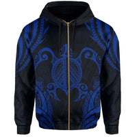 Polynesian Turtle Kanaka Maoli Hawaii Zip Hoodie Blue - Polynesian Pride