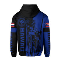 Hawaii King Polynesian Hoodie (Zip up) Lawla Style Blue - Polynesian Pride